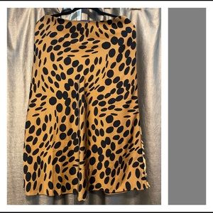 J Crew Sz M Leopard Satin Midi Skirt EUC
